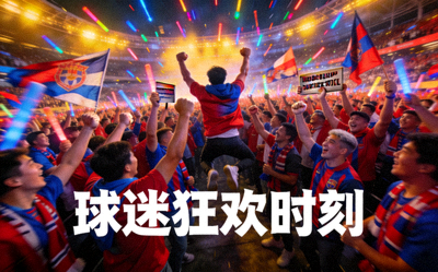 球迷庆祝视频缩略图，看台上热情球迷欢呼雀跃的壮观场面